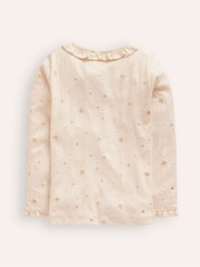 Boden Cream Ruffle Sparkle Pointelle T-Shirt - Image 2 of 3