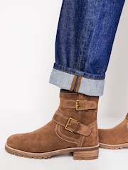 Boden Brown Buckled Biker Boots - Image 1 of 4