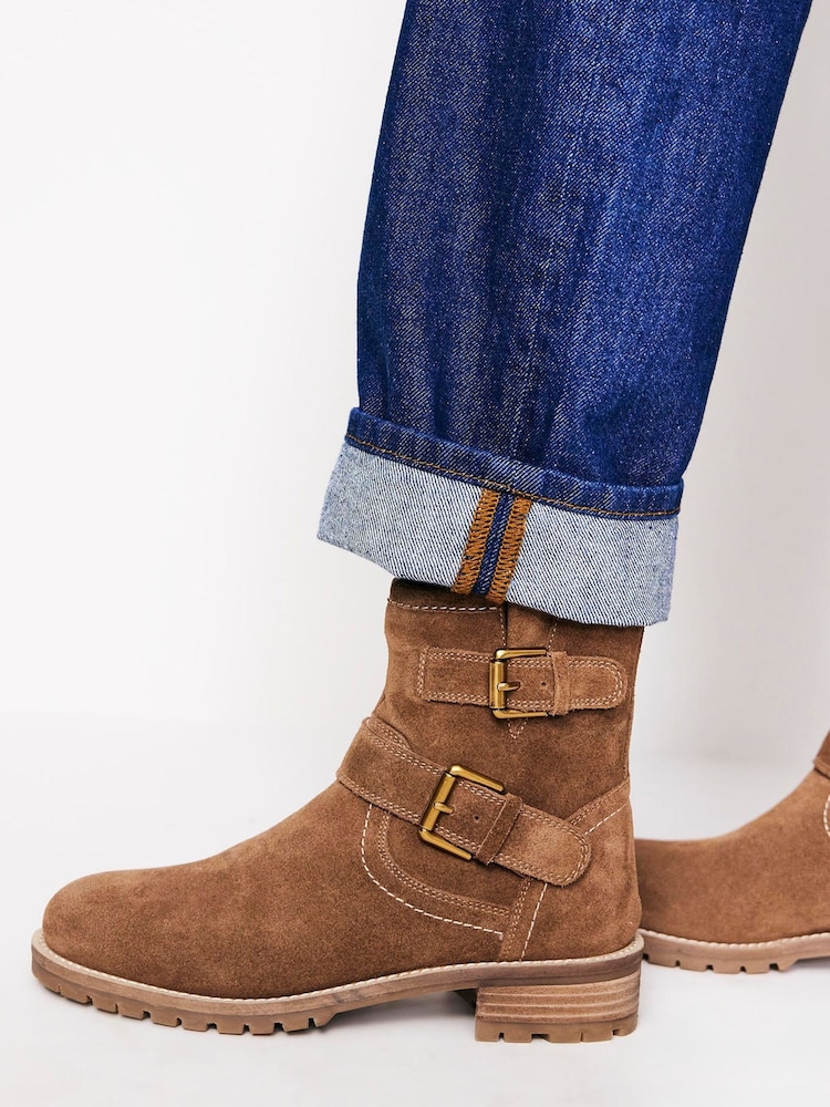 Boden Brown Buckled Biker Boots - Image 1 of 4