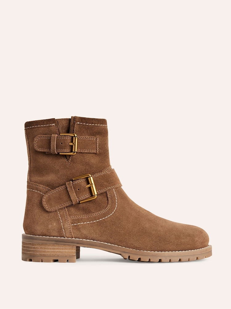 Boden Brown Buckled Biker Boots - Image 2 of 4