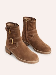 Boden Brown Buckled Biker Boots - Image 3 of 4