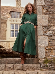 Boden Green 100% Cotton Aubrey Cord Midi Shirt Dress - Image 1 of 6