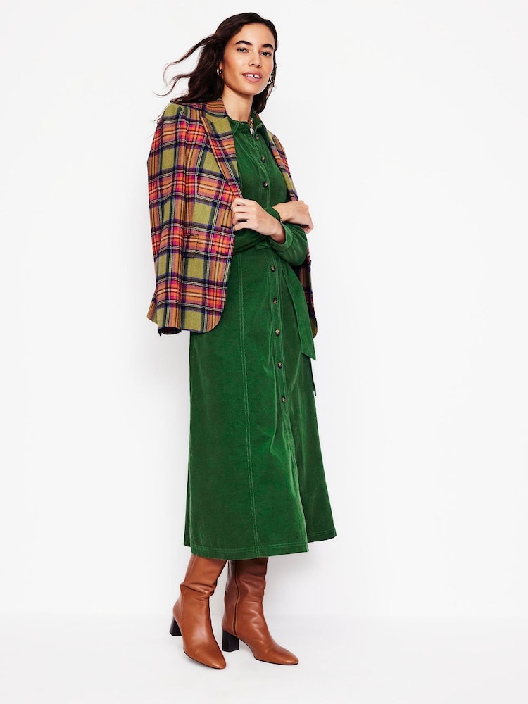 Boden Green 100% Cotton Aubrey Cord Midi Shirt Dress - Image 3 of 6