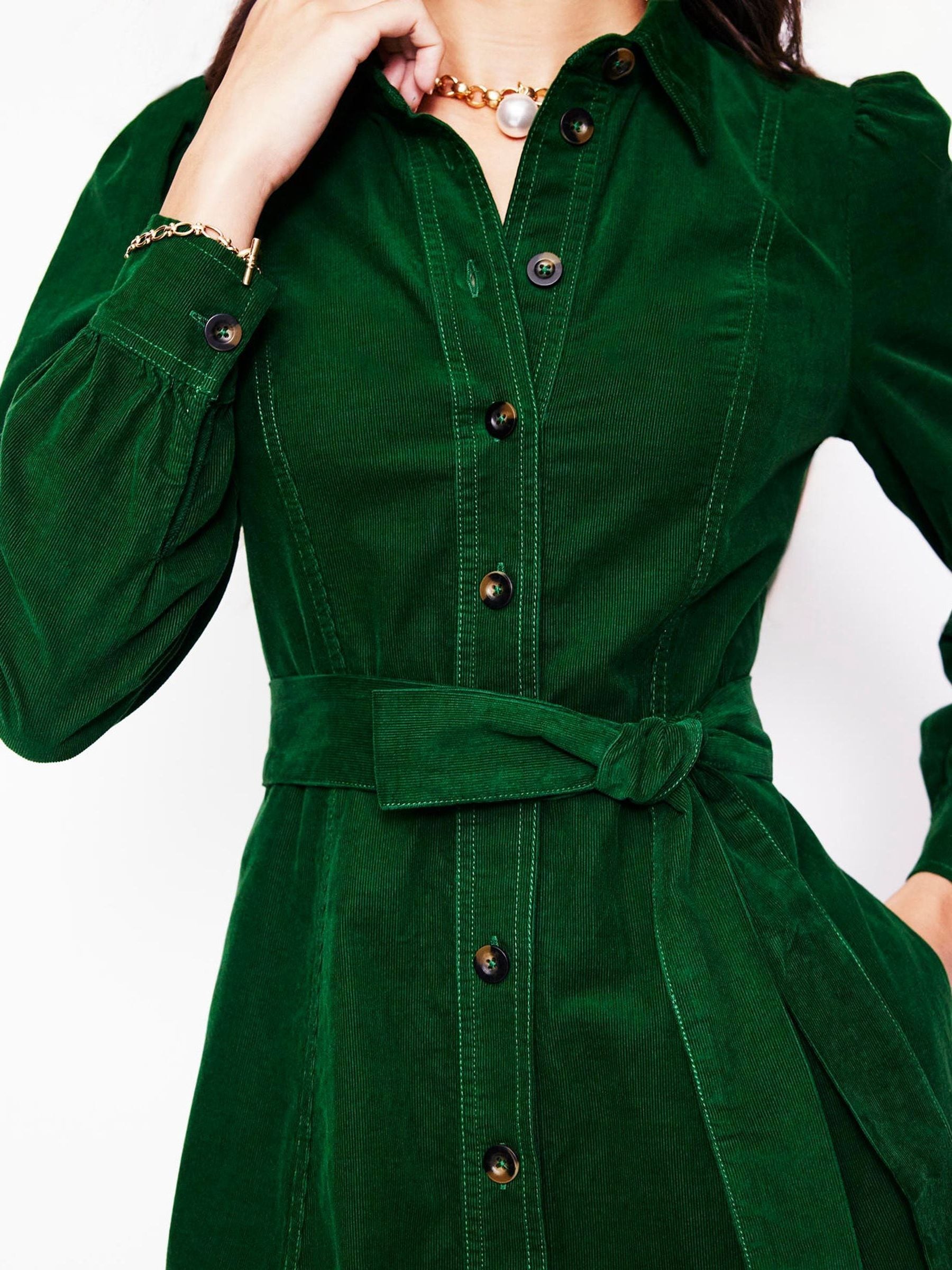 Buy Boden Green 100 Cotton Aubrey Cord Midi Shirt Dress from Next Luxembourg