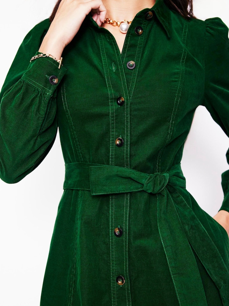 Boden Green 100% Cotton Aubrey Cord Midi Shirt Dress - Image 5 of 6