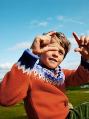 Boden Orange Fair Isle Pattern Jumper - Image 1 of 4