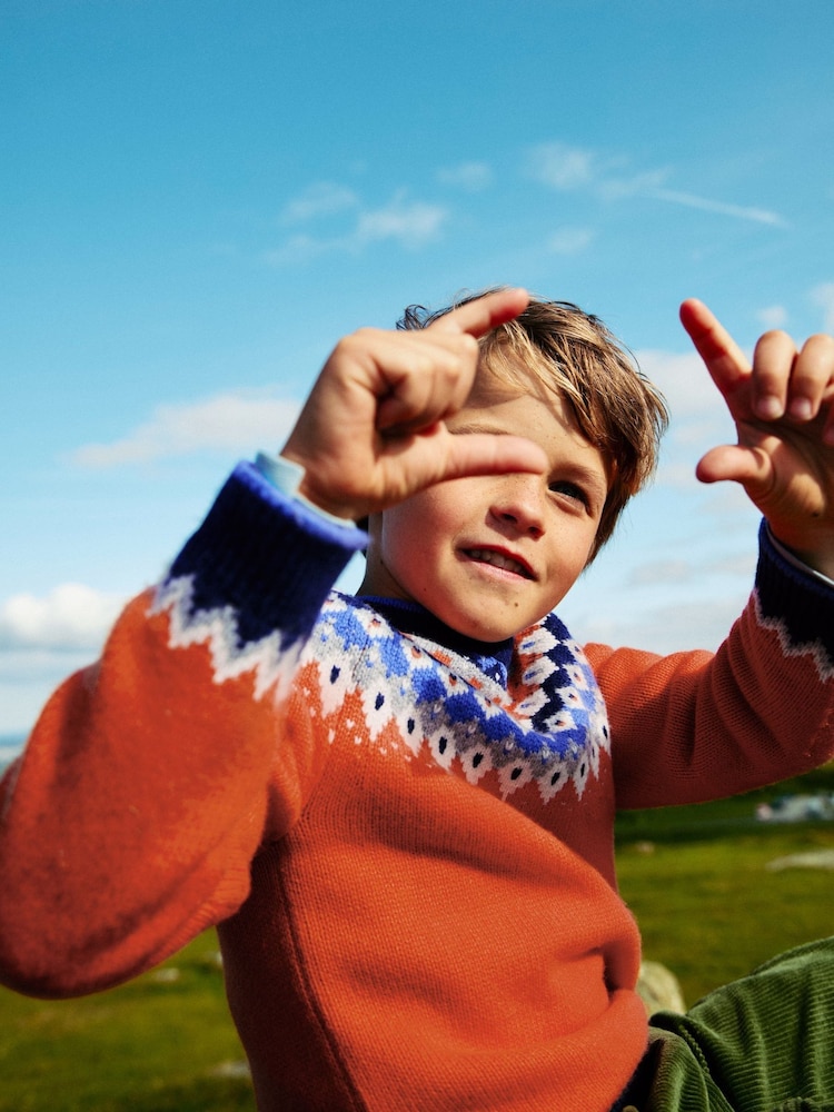 Boden Orange Fair Isle Pattern Jumper - Image 1 of 4