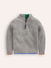 Boden Grey Heritage Quarter Zip Jumper - Image 1 of 3