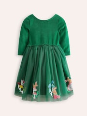 Boden Green Velvet Tulle Appliqué Dress - Image 2 of 2