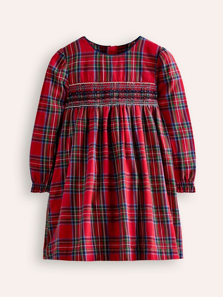 Boden Red Bess Check Cosy Smocked Dress - Image 1 of 1