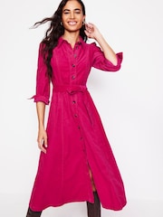 Boden Pink 100% Cotton Aubrey Cord Midi Shirt Dress - Image 1 of 5