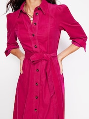 Boden Pink 100% Cotton Aubrey Cord Midi Shirt Dress - Image 2 of 5