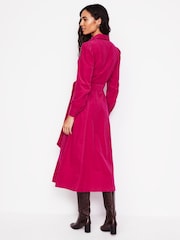 Boden Pink 100% Cotton Aubrey Cord Midi Shirt Dress - Image 3 of 5