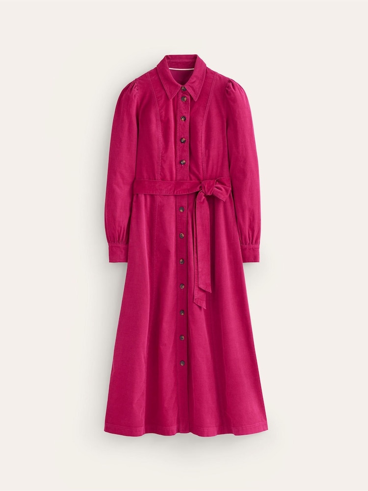 Boden Pink 100% Cotton Aubrey Cord Midi Shirt Dress - Image 5 of 5