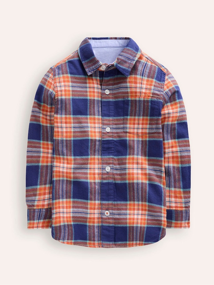 Boden Orange Checked Cosy 100% Cotton Shirt - Image 1 of 3 Boden Orange Checked Cosy 100% Cotton Shirt - Image 1 of 3