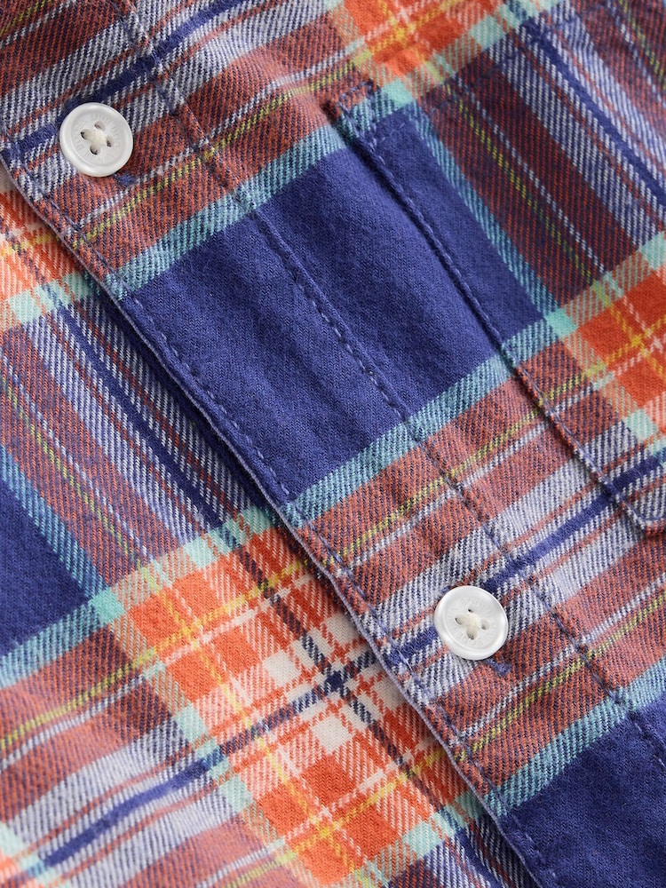 Boden Orange Checked Cosy 100% Cotton Shirt - Image 3 of 3