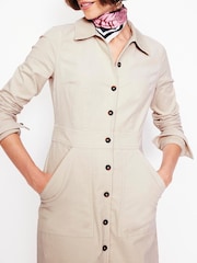 Boden Cream Flora Cord Midi Shirt Dress - Image 3 of 6