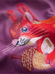 Boden Purple 100% Cotton Squirrel Front and Back T-Shirt - Image 3 of 3
