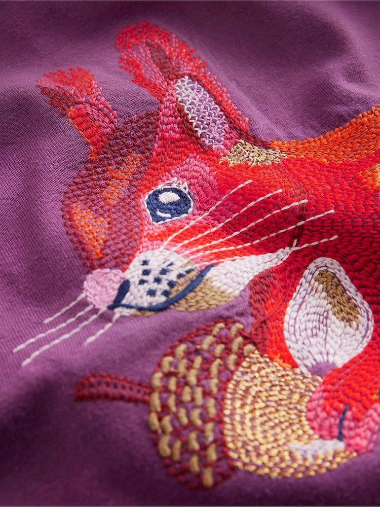 Boden Purple 100% Cotton Squirrel Front and Back T-Shirt - Image 3 of 3 Boden Purple 100% Cotton Squirrel Front and Back T-Shirt - Image 3 of 3