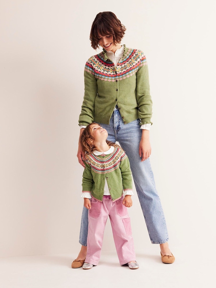 Boden Green Edie Fair Isle Pattern Cardigan - Image 1 of 4 Boden Green Edie Fair Isle Pattern Cardigan - Image 1 of 4