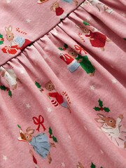 Boden Pink 100% Cotton Festive Long Sleeved Fun Jersey Dress - Image 3 of 3