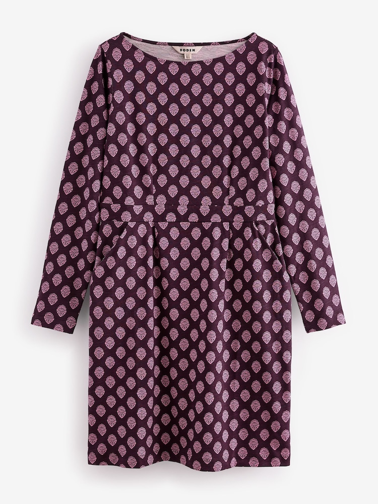 Boden Purple 100% Cotton Florrie Long Sleeve Dress - Image 5 of 5