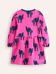 Boden Pink 100% Cotton Loopback Cat Sweatshirt Dress - Image 3 of 4