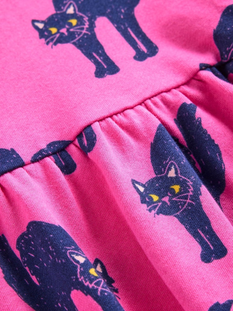 Boden Pink 100% Cotton Loopback Cat Sweatshirt Dress - Image 4 of 4