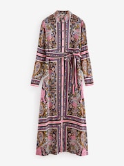 Boden Pink Scarf Print Shirt Dress - Image 2 of 2