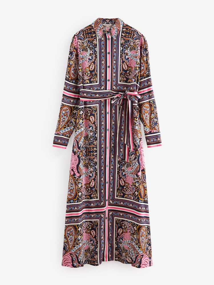 Boden Pink Scarf Print Shirt Dress - Image 2 of 2