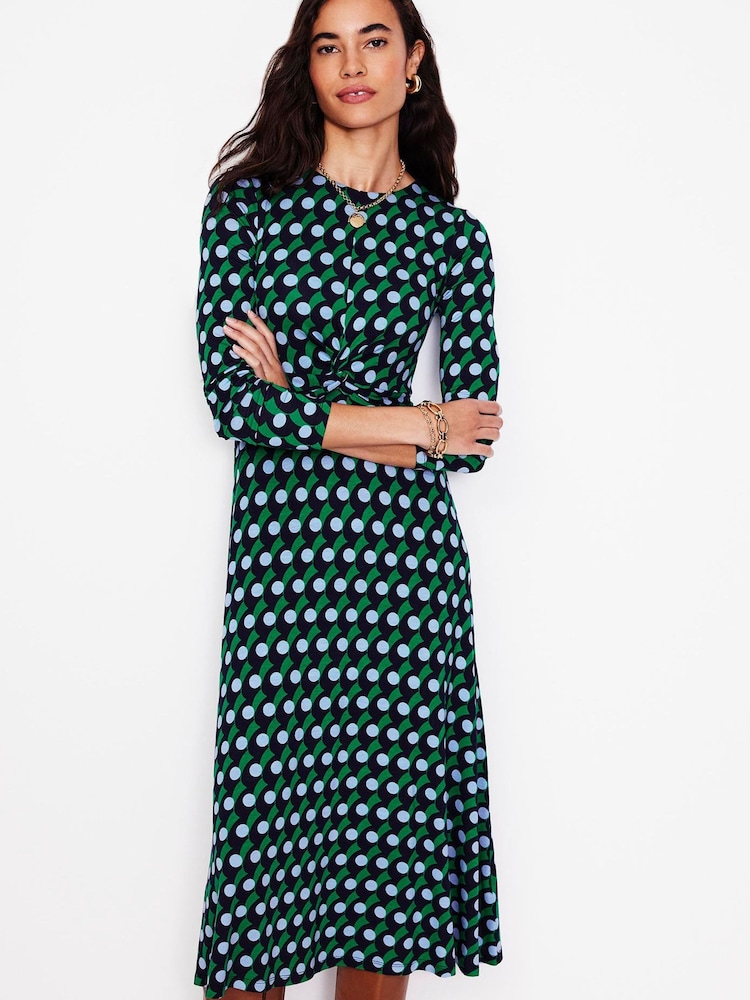 Boden Blue Twisted Waist Jersey Dress - Image 2 of 6