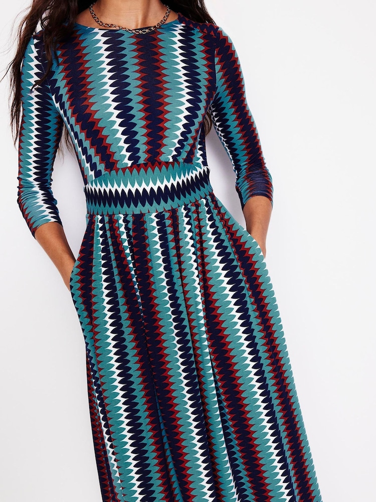 Boden Blue Thea Long Sleeve Jersey Dress - Image 4 of 5