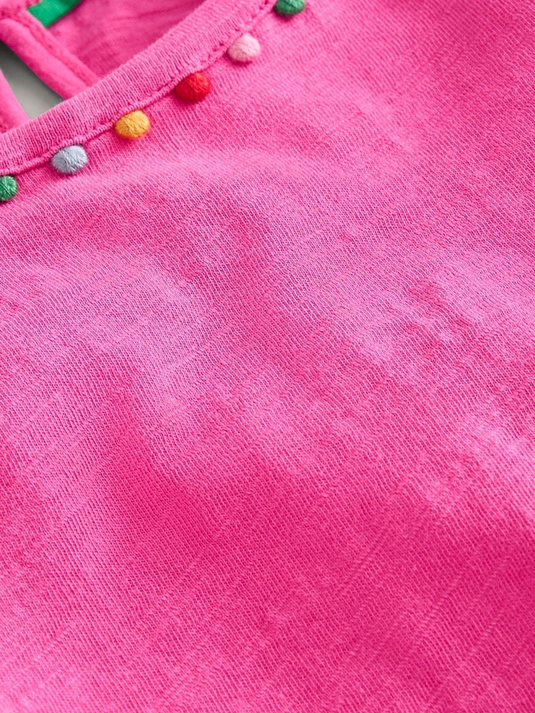 Boden Pink Ali Puff Sleeve Pom 100% Cotton T-Shirt - Image 3 of 3 Boden Pink Ali Puff Sleeve Pom 100% Cotton T-Shirt - Image 3 of 3
