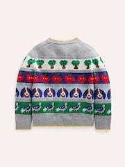 Boden Grey Dog Novelty Fair Isle Pattern Jumper - Image 2 of 4