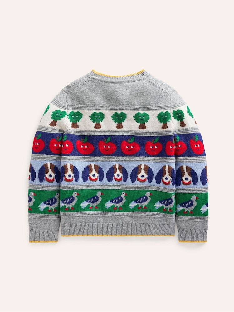 Boden Grey Dog Novelty Fair Isle Pattern Jumper - Image 2 of 4 Boden Grey Dog Novelty Fair Isle Pattern Jumper - Image 2 of 4