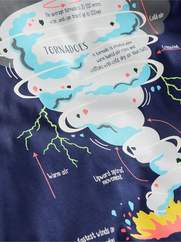 Boden Blue 100% Cotton Glow-In-The-Dark Tornado T-Shirt - Image 3 of 3