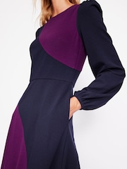 Boden Blue Crew Neck Ponte Dress - Image 3 of 6