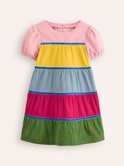 Boden Pink 100% Cotton Rainbow Cord Tiered Twirly Dress - Image 2 of 4