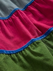 Boden Pink 100% Cotton Rainbow Cord Tiered Twirly Dress - Image 4 of 4