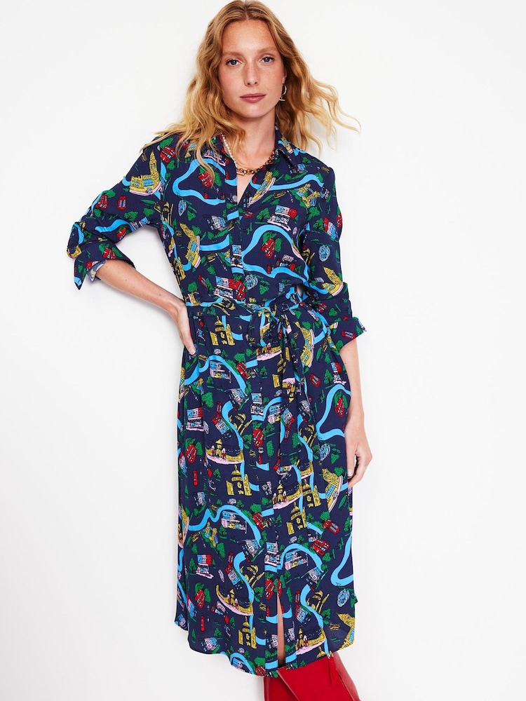 Boden Blue Kate Midi Shirt Dress - Image 1 of 5 Boden Blue Kate Midi Shirt Dress - Image 1 of 5
