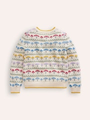 Boden Cream Edie Toadstool Novelty Fair Isle Pattern Cardigan - Image 3 of 4