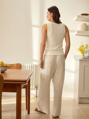 Neutral N. Premium Linen Blend Knit Vest Woven Pyjamas - Image 4 of 6