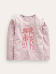 Boden Pink Ballet Puff Sleeve 100% Cotton Logo Top - Image 1 of 3