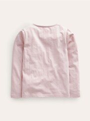 Boden Pink Ballet Puff Sleeve 100% Cotton Logo Top - Image 2 of 3
