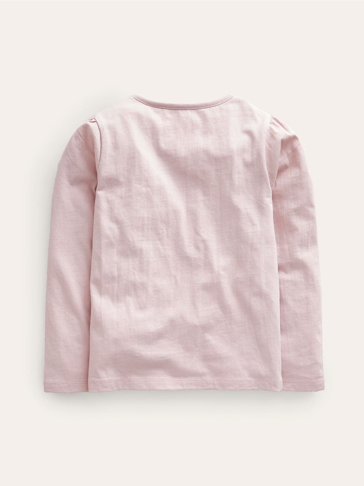Boden Pink Ballet Puff Sleeve 100% Cotton Logo Top - Image 2 of 3 Boden Pink Ballet Puff Sleeve 100% Cotton Logo Top - Image 2 of 3