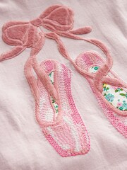 Boden Pink Ballet Puff Sleeve 100% Cotton Logo Top - Image 3 of 3