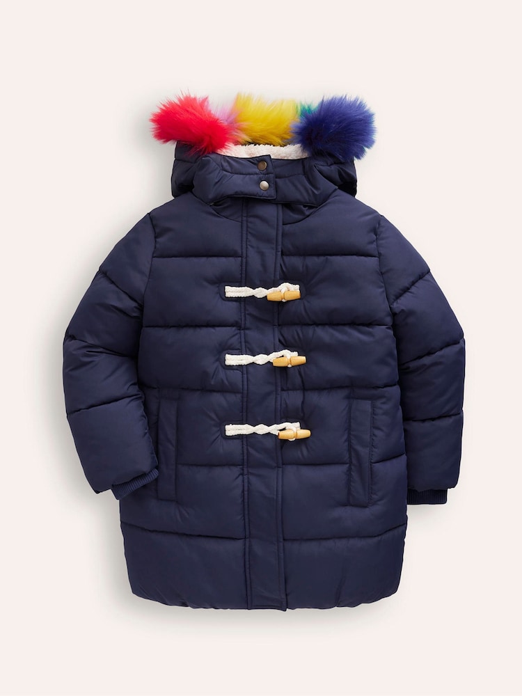 Boden Blue Longline Rainbow Padded Coat - Image 2 of 5 Boden Blue Longline Rainbow Padded Coat - Image 2 of 5