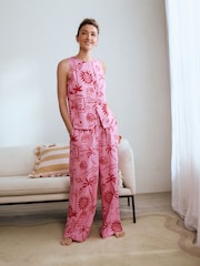 Pink Graphic Button Through Vest Pyjamas - Image 1 of 12