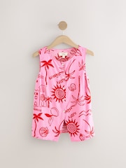 Pink Graphic Button Through Vest Pyjamas - Image 9 of 12