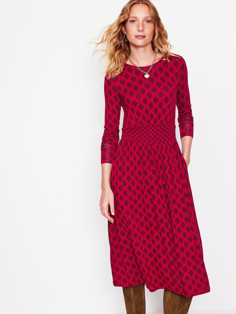 Roșu - Boden Thea Mânecă lungă Jersey Rochie - Imaginea 1 din 5